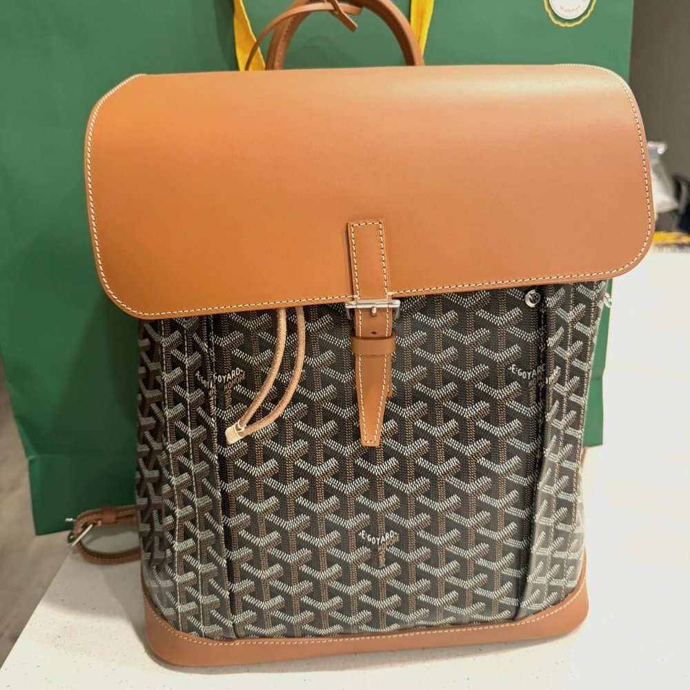 Goyard Alpin Backpack Goyardine Black/Tan - Picture 1 of 3